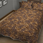 Brown Hawaiian Camo Flower Pattern Print Quilt Bed Set