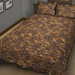 Brown Hawaiian Camo Flower Pattern Print Quilt Bed Set