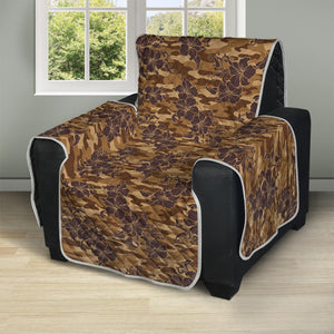 Brown Hawaiian Camo Flower Pattern Print Recliner Protector