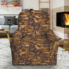 Brown Hawaiian Camo Flower Pattern Print Recliner Slipcover