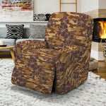 Brown Hawaiian Camo Flower Pattern Print Recliner Slipcover