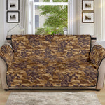 Brown Hawaiian Camo Flower Pattern Print Sofa Protector