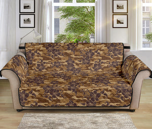 Brown Hawaiian Camo Flower Pattern Print Sofa Protector