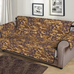 Brown Hawaiian Camo Flower Pattern Print Sofa Protector