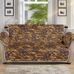 Brown Hawaiian Camo Flower Pattern Print Sofa Protector