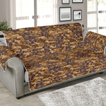 Brown Hawaiian Camo Flower Pattern Print Sofa Protector