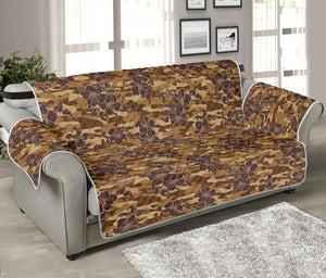 Brown Hawaiian Camo Flower Pattern Print Sofa Protector