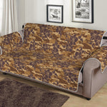 Brown Hawaiian Camo Flower Pattern Print Sofa Protector