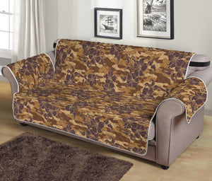 Brown Hawaiian Camo Flower Pattern Print Sofa Protector