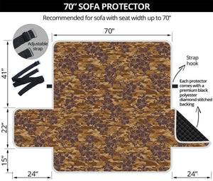 Brown Hawaiian Camo Flower Pattern Print Sofa Protector