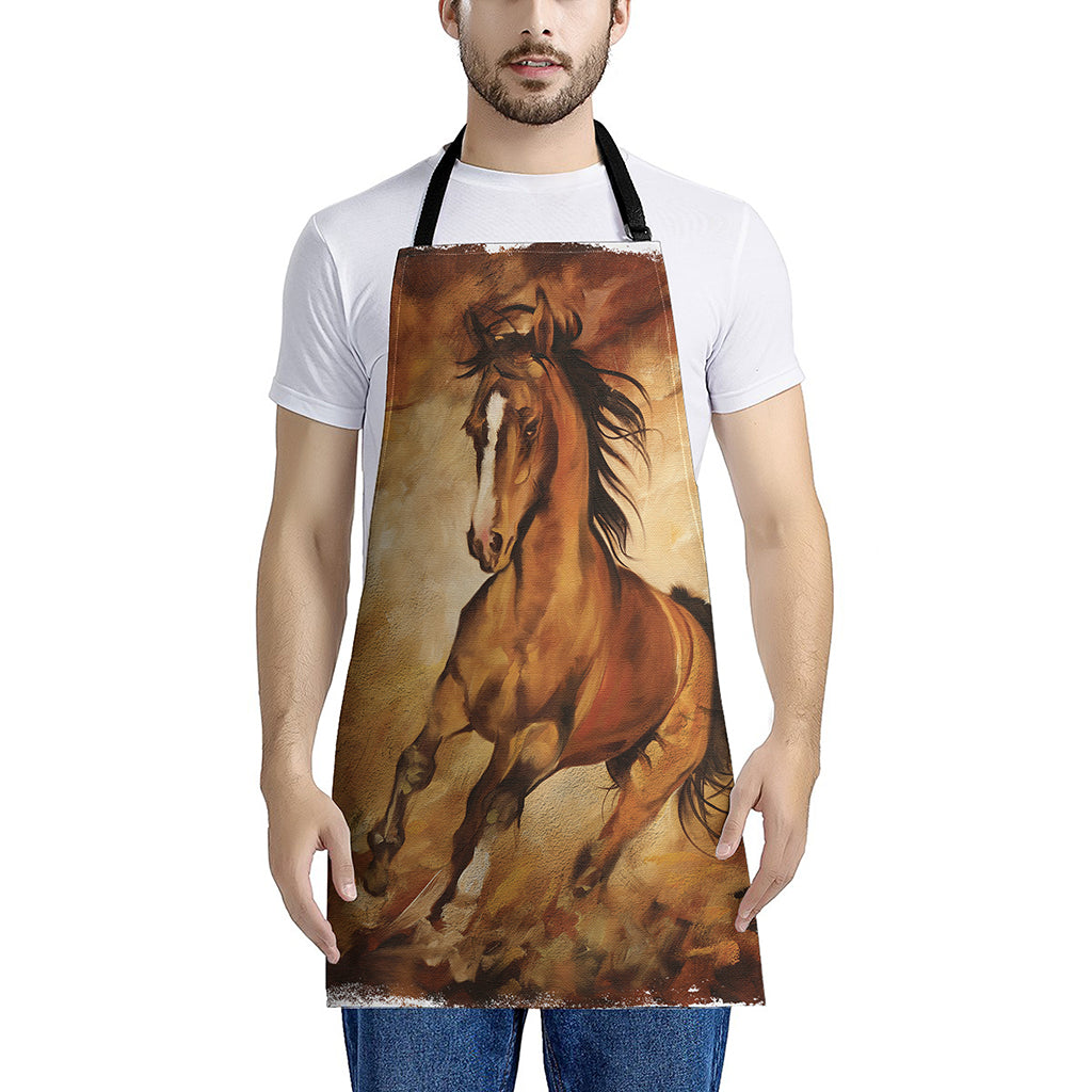 Brown Horse Painting Print Apron