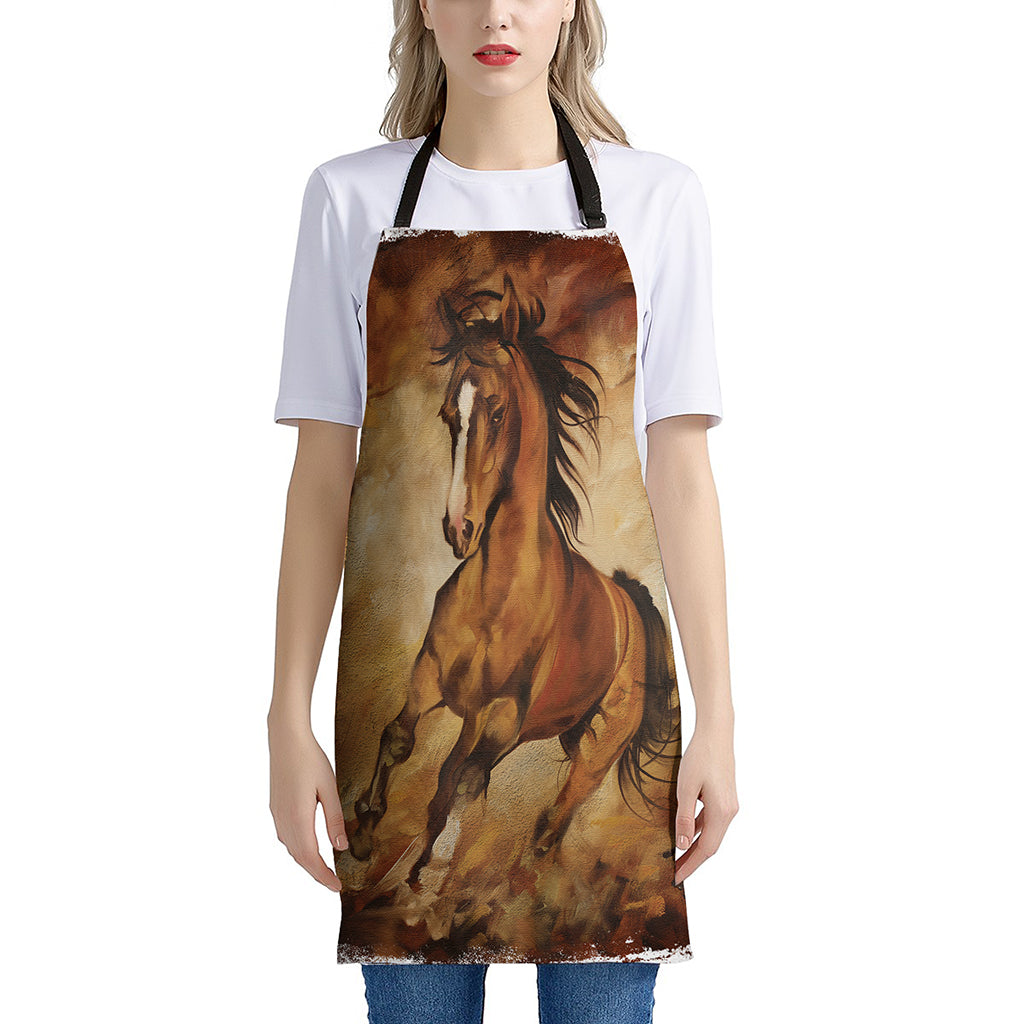 Brown Horse Painting Print Apron