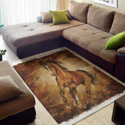 Brown Horse Painting Print Area Rug