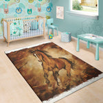 Brown Horse Painting Print Area Rug
