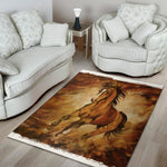 Brown Horse Painting Print Area Rug