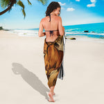 Brown Horse Painting Print Beach Sarong Wrap