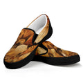 Brown Horse Painting Print Black Slip On Sneakers