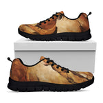 Brown Horse Painting Print Black Sneakers