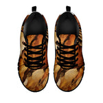 Brown Horse Painting Print Black Sneakers