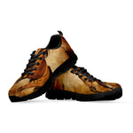 Brown Horse Painting Print Black Sneakers