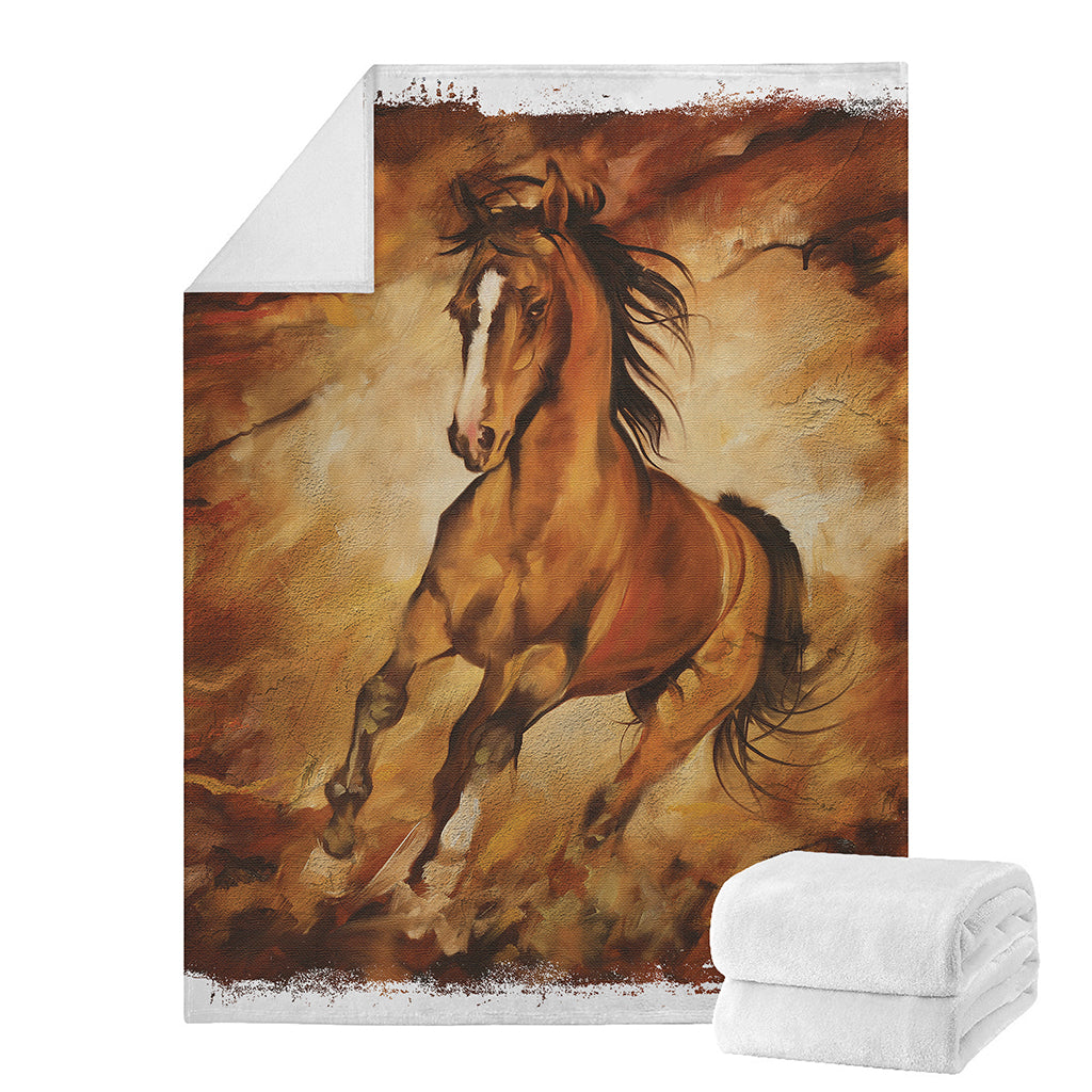 Brown Horse Painting Print Blanket