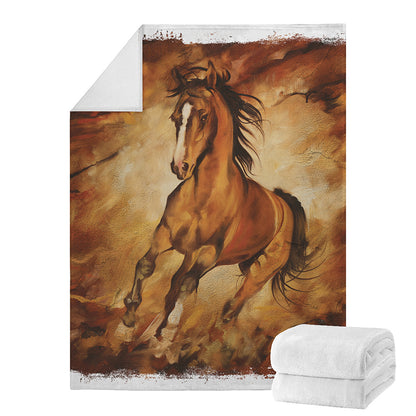 Brown Horse Painting Print Blanket