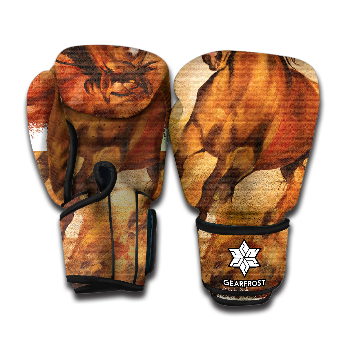 Brown Horse Painting Print Boxing Gloves