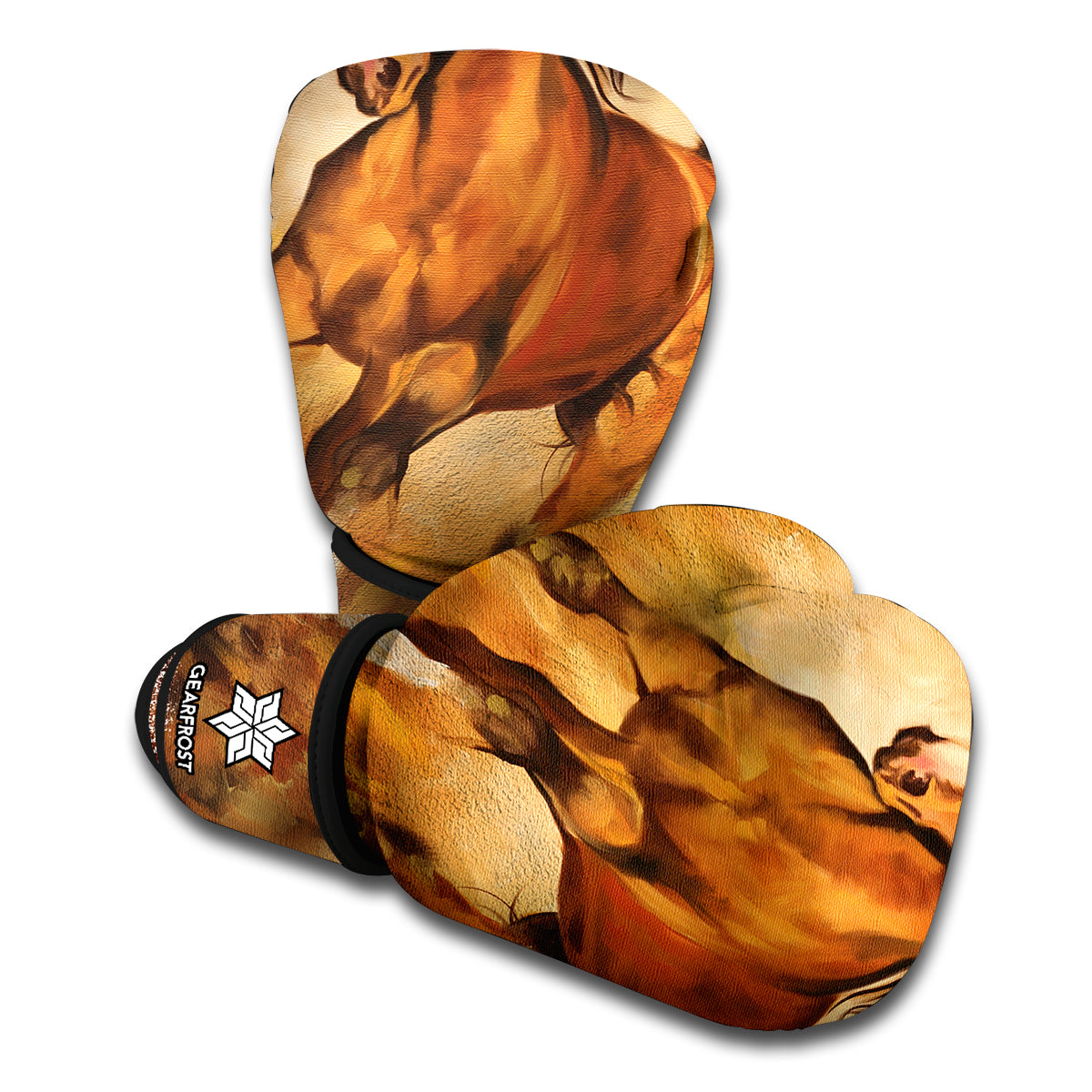 Brown Horse Painting Print Boxing Gloves