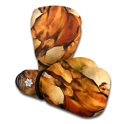 Brown Horse Painting Print Boxing Gloves