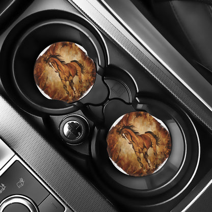Brown Horse Painting Print Car Coasters
