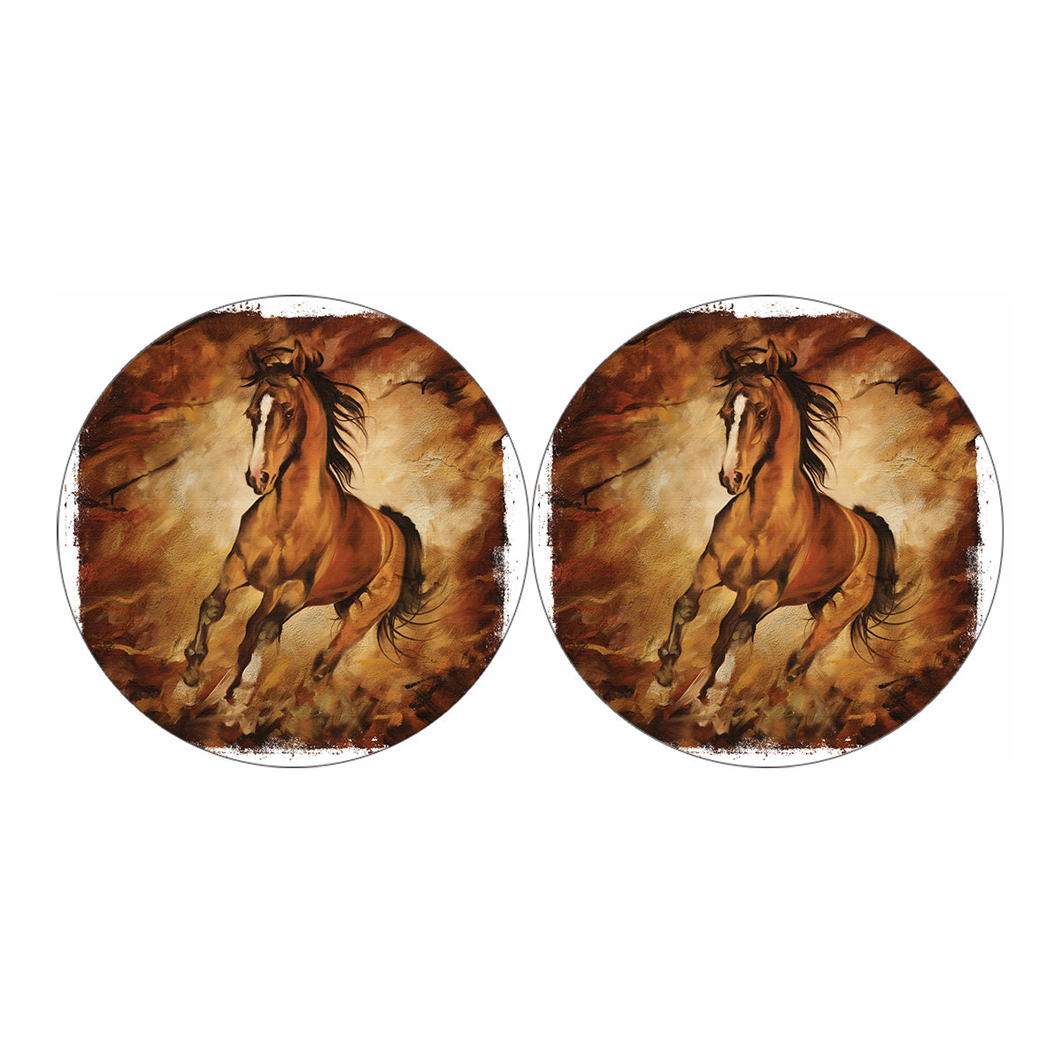 Brown Horse Painting Print Car Coasters