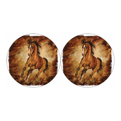 Brown Horse Painting Print Car Coasters