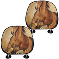 Brown Horse Painting Print Car Headrest Covers