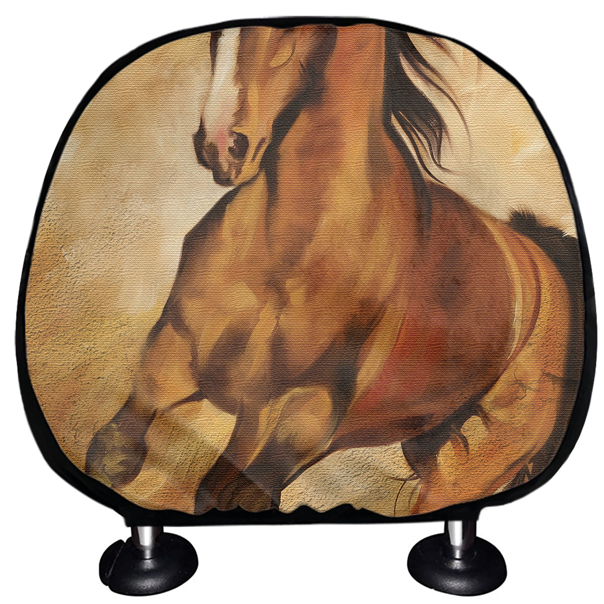Brown Horse Painting Print Car Headrest Covers