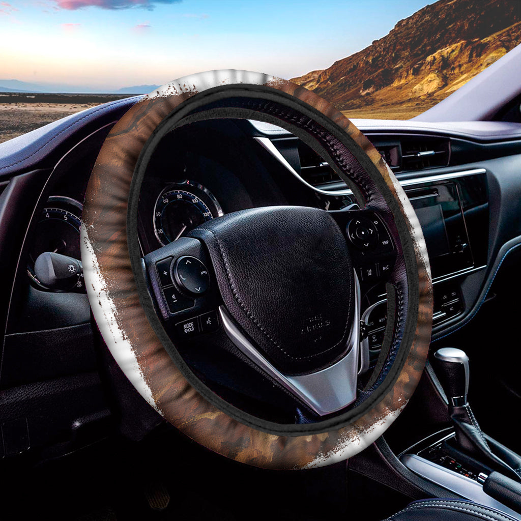 Brown Horse Painting Print Car Steering Wheel Cover
