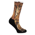 Brown Horse Painting Print Crew Socks