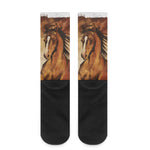 Brown Horse Painting Print Crew Socks