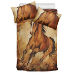 Brown Horse Painting Print Duvet Cover Bedding Set