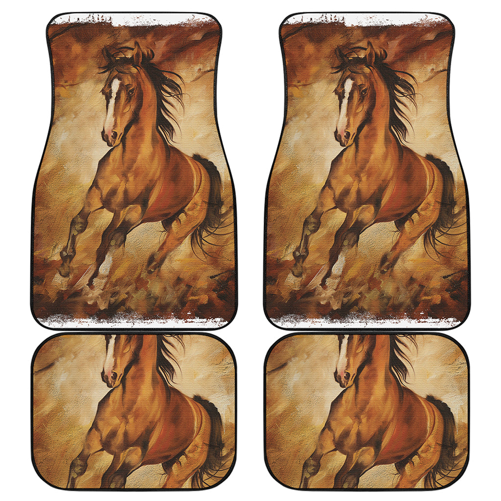 Brown Horse Painting Print Front and Back Car Floor Mats