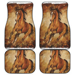 Brown Horse Painting Print Front and Back Car Floor Mats