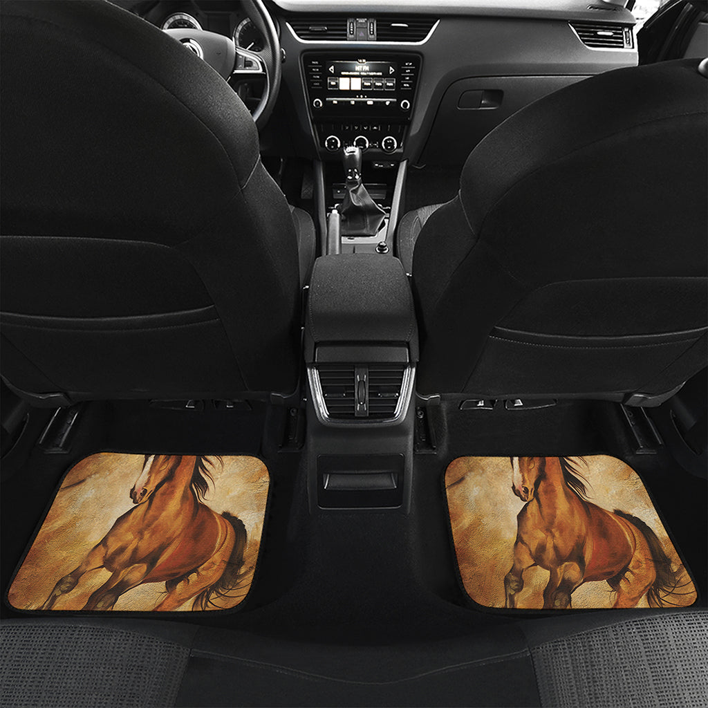 Brown Horse Painting Print Front and Back Car Floor Mats