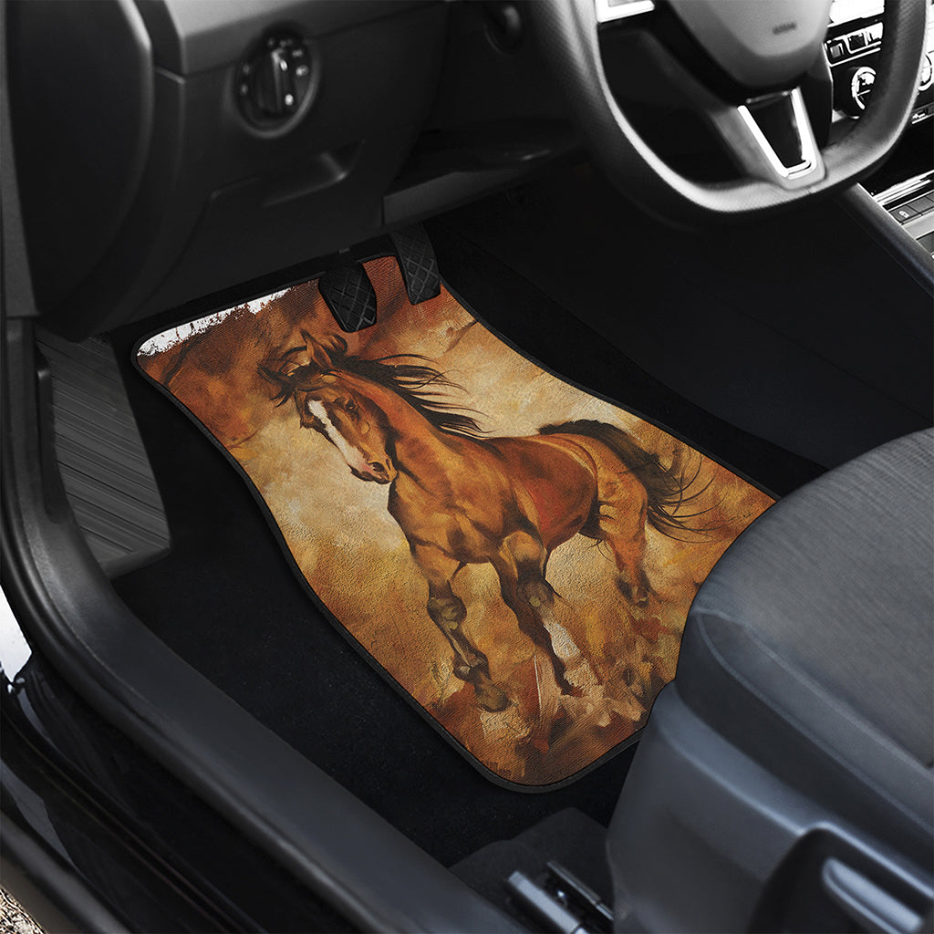 Brown Horse Painting Print Front and Back Car Floor Mats