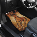 Brown Horse Painting Print Front and Back Car Floor Mats