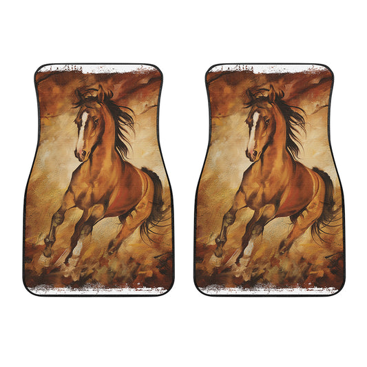 Brown Horse Painting Print Front Car Floor Mats