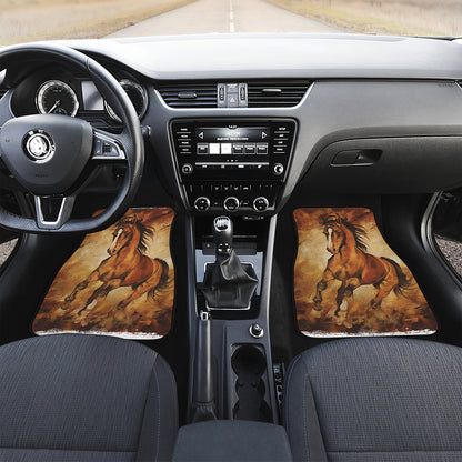 Brown Horse Painting Print Front Car Floor Mats