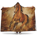 Brown Horse Painting Print Hooded Blanket