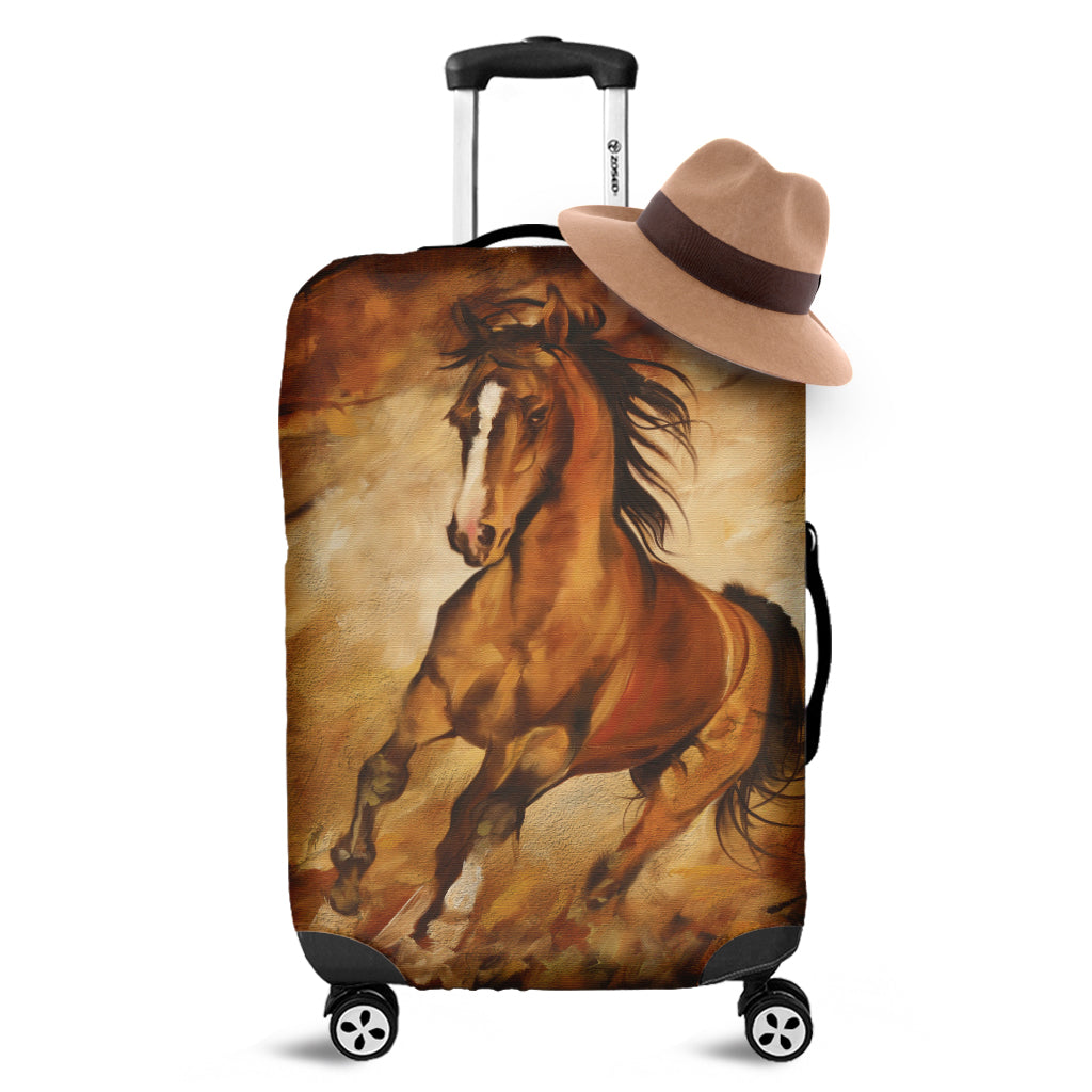 Brown Horse Painting Print Luggage Cover