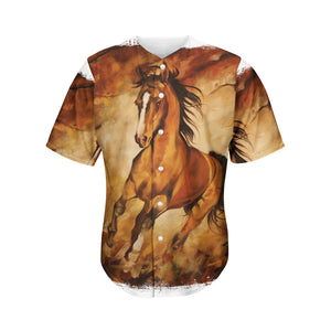 Brown Horse Painting Print Men's Baseball Jersey