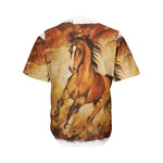 Brown Horse Painting Print Men's Baseball Jersey