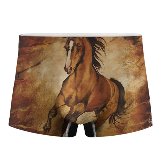 Brown Horse Painting Print Men's Boxer Briefs